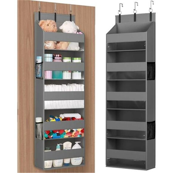 Over the door organizer hanging storage 5 shelf with mesh pockets for closet - Picture 7 of 7